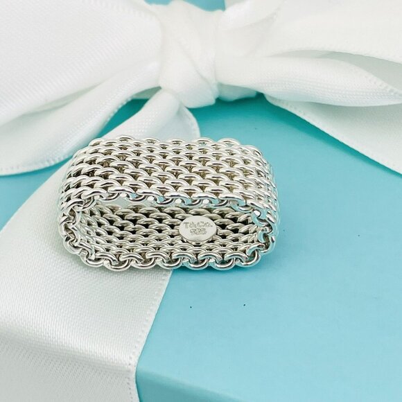 Size 6 Tiffany & Co Somerset Mesh Weave Ring in Sterling Silver - Picture 2 of 8
